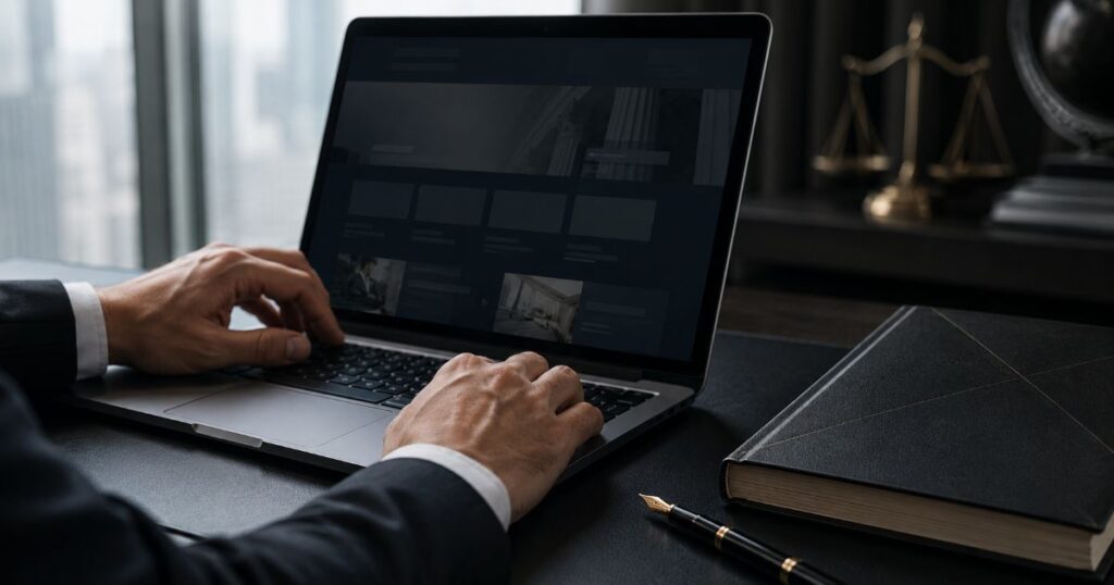 Advogado revisando o site para advogado em conformidade com a OAB