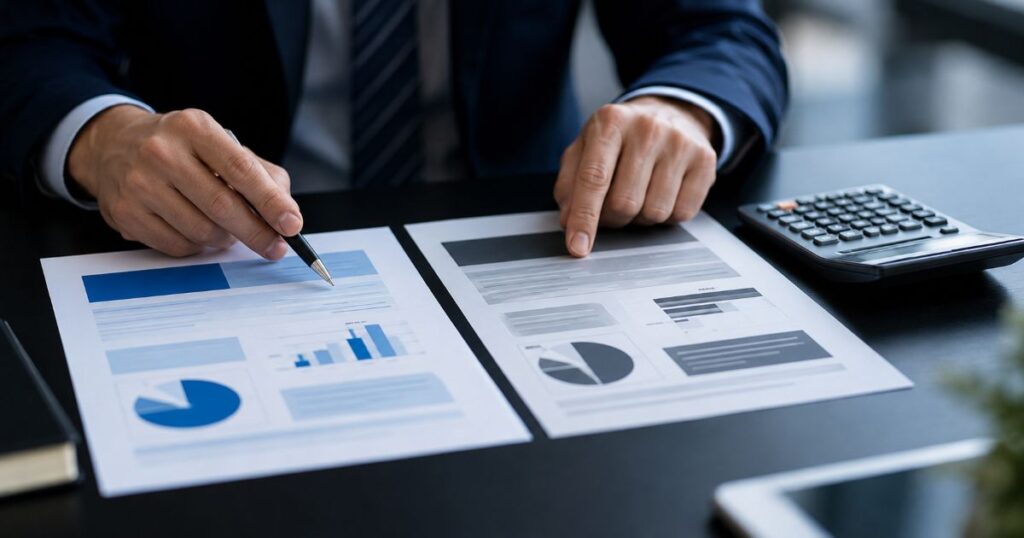 Comparação de preço de site entre orçamentos diferentes na mesa