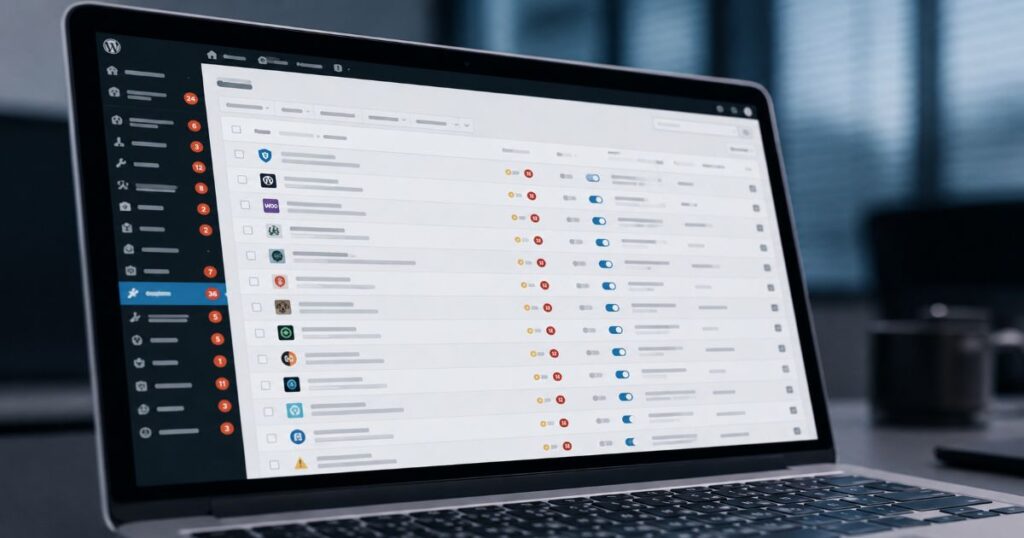 Painel do WordPress sobrecarregado mostrando limites do wordpress
